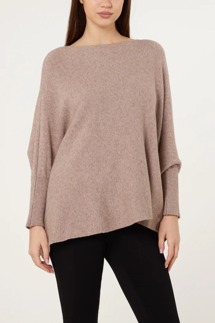BATWING SLEEVE RIBBED CUFF JUMPER