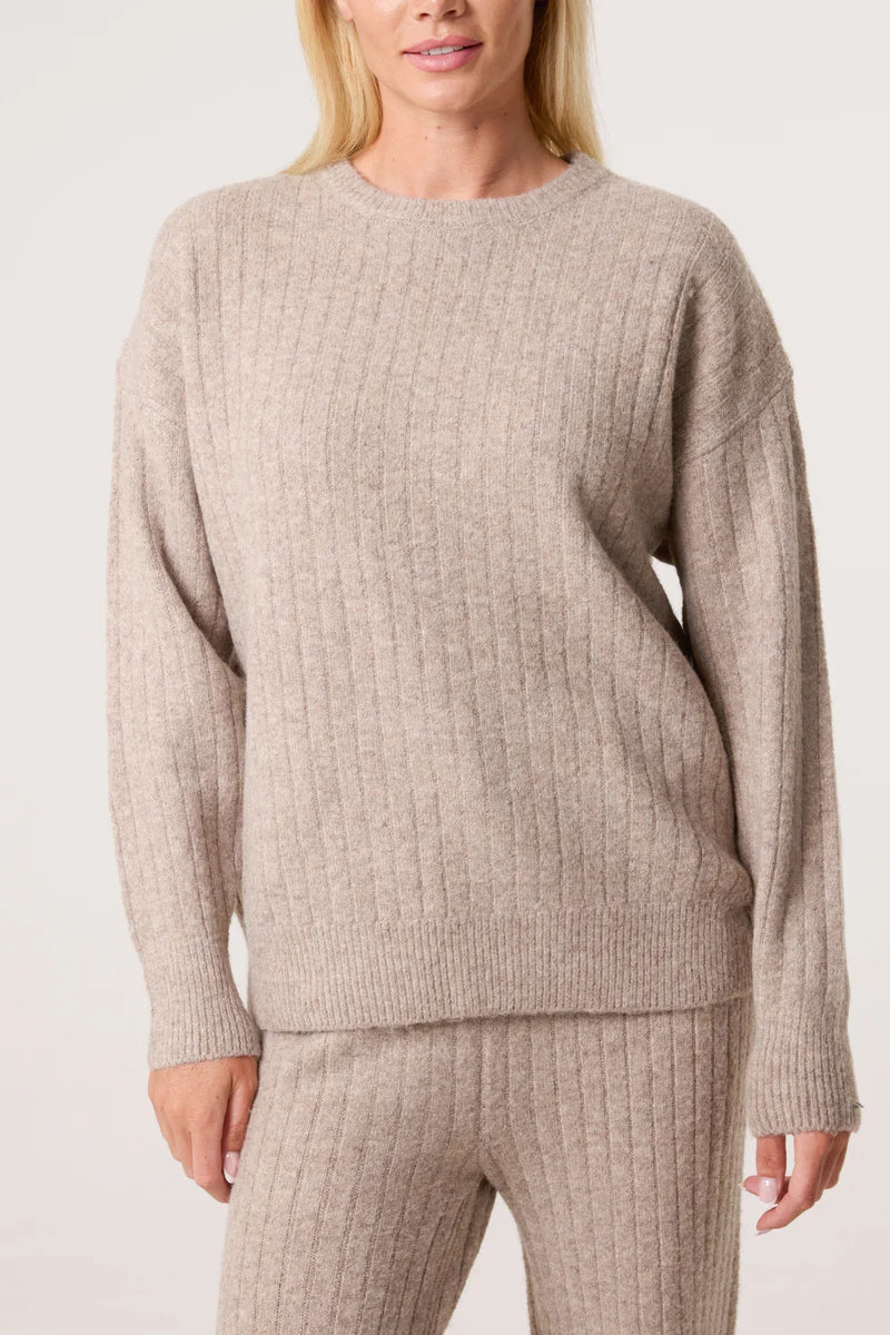 Ribbed Knit Jumper & Trousers Set