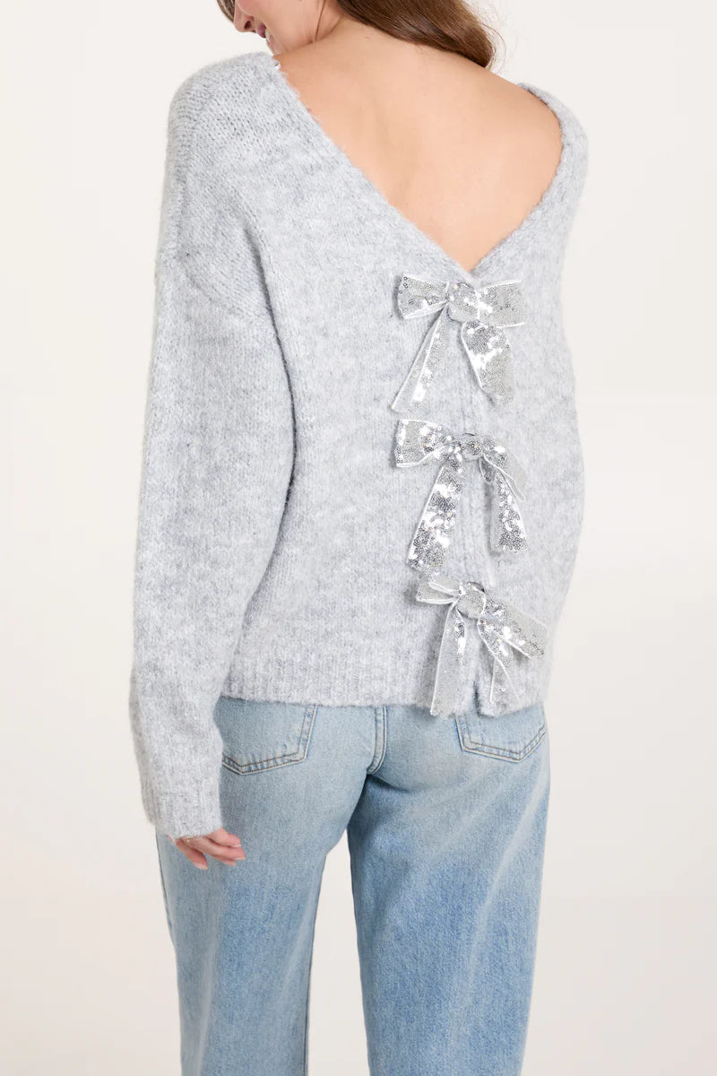 Sequin Bow Back Cardigan