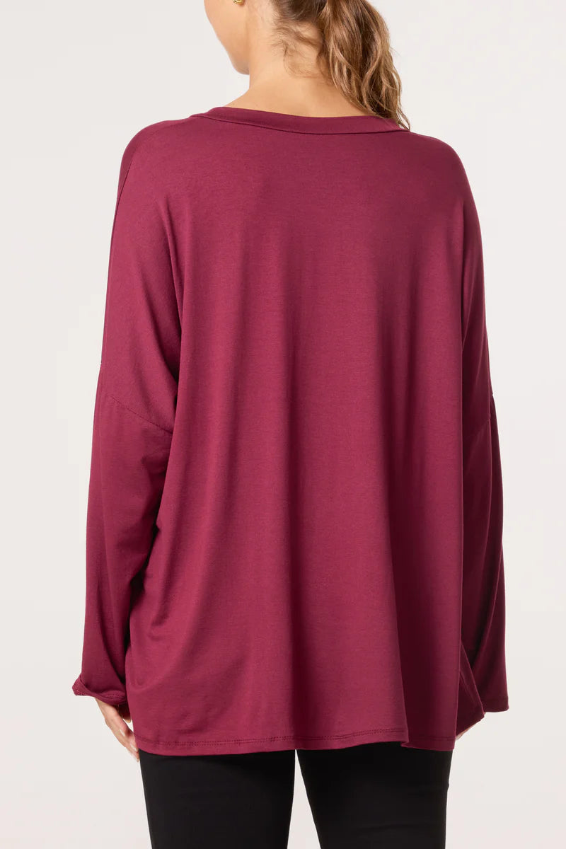V-Neck Long Sleeve Basic T-Shirt